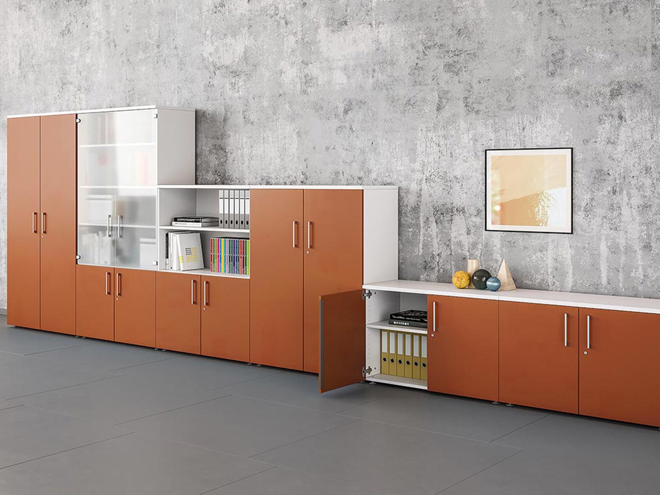 Rangement orange, choisir la couleur de son mobilier professionnel par Global Concept